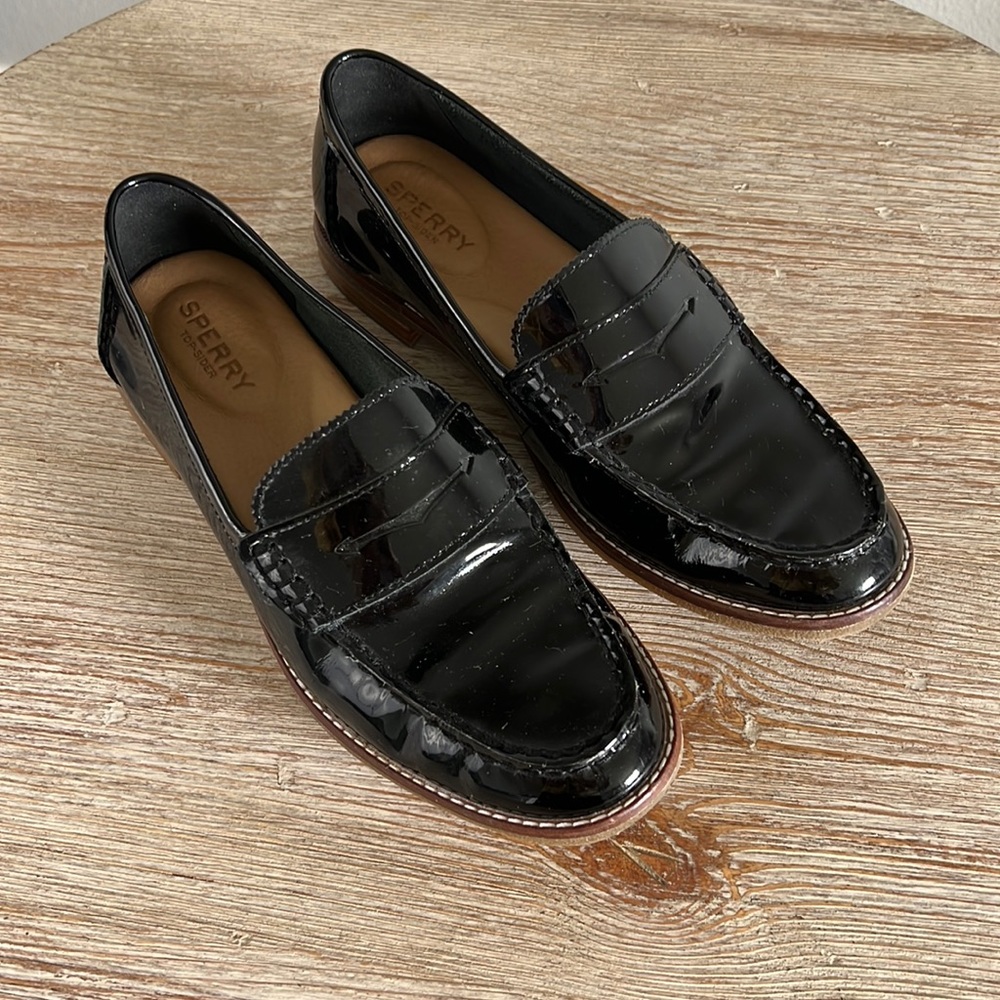 Sperry Seaport Penny Loafers Patent Leather Black